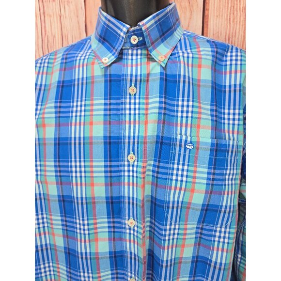 Southern Tide Men's Skipjack Shirt Medium Blue Plaid Dress - Picture 3 of 8
